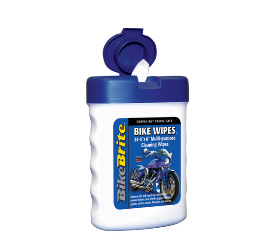 Bike Brite Bike Wipes in packaging, designed for cleaning bicycles, with a focus on convenience and eco-friendly ingredients.