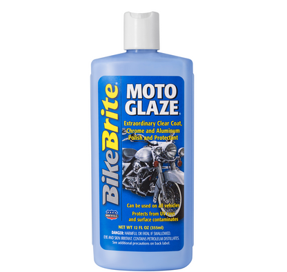 Motorcycle cleaning kit by Bike Brite Online with bottles and brushes for motorcycle maintenance and detailing.
