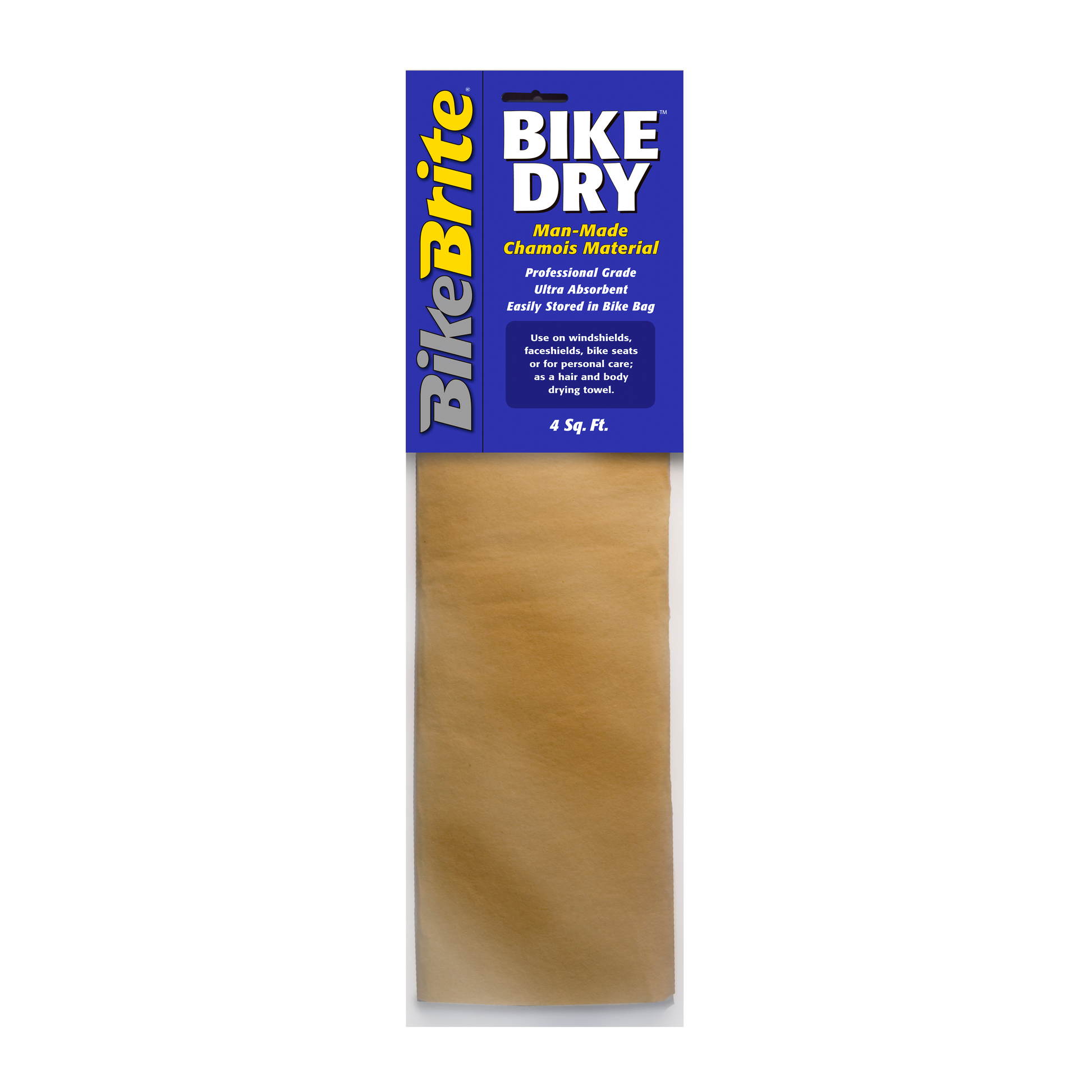 Bike Brite Bike Dry Man-Made Chamois motorcycle drying cloth, 4 sq ft, for fast and effective bike drying.