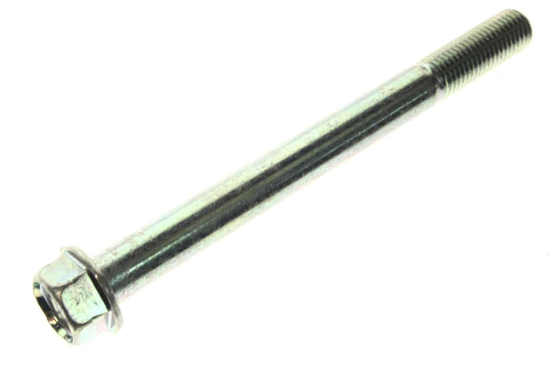 Honda Grom flange bolt 10x110mm fastener shown in silver metal, designed for durable motorcycle hardware installation.