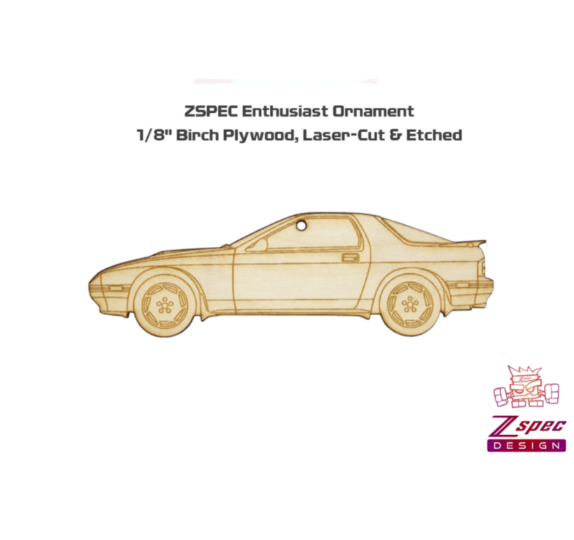 ZSPEC Laser-Engraved Wood Ornament, Style: Mazda RX-7 FC, Birch - Howling Moto