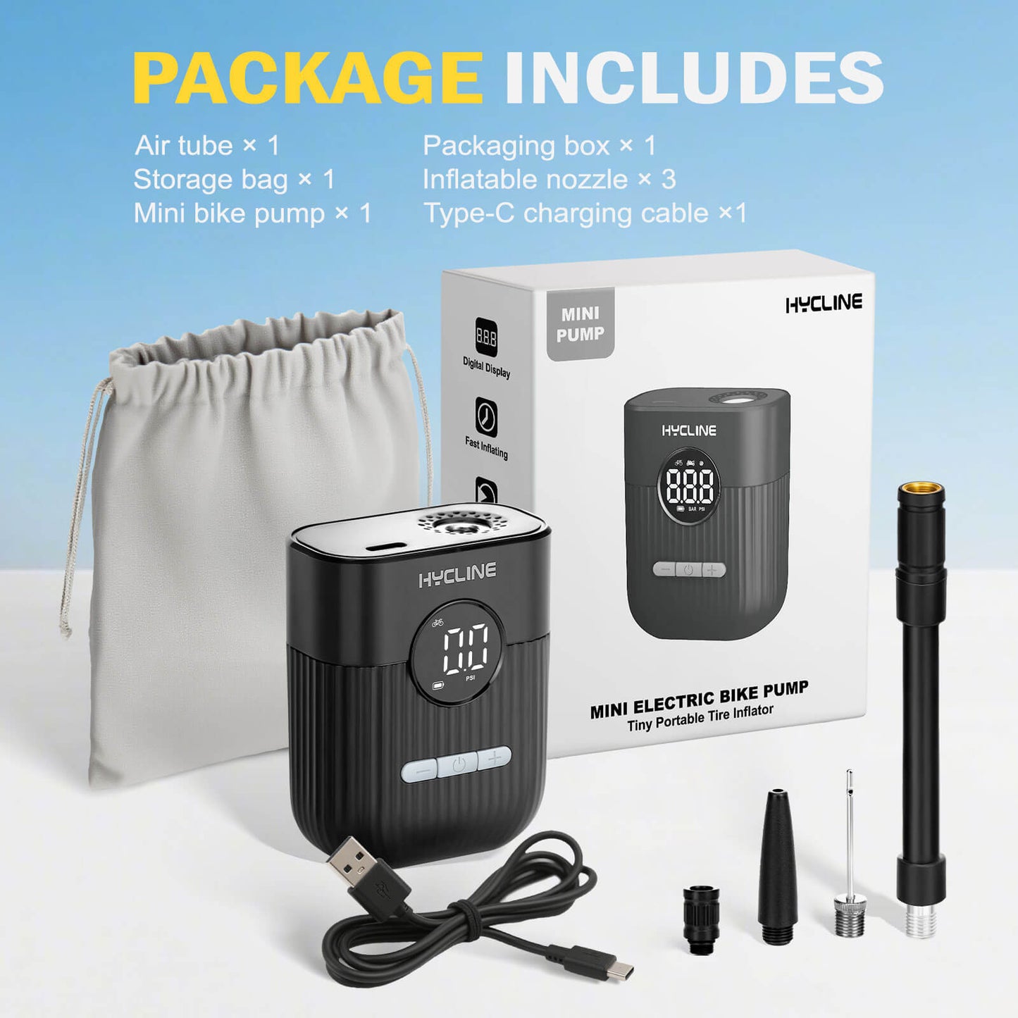 Hycline Mini Electric Bike Pump - Howling Moto