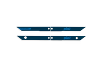 Onewheel Pint navy rail guards with protective adhesive, designed to shield the body of the electric skateboard.