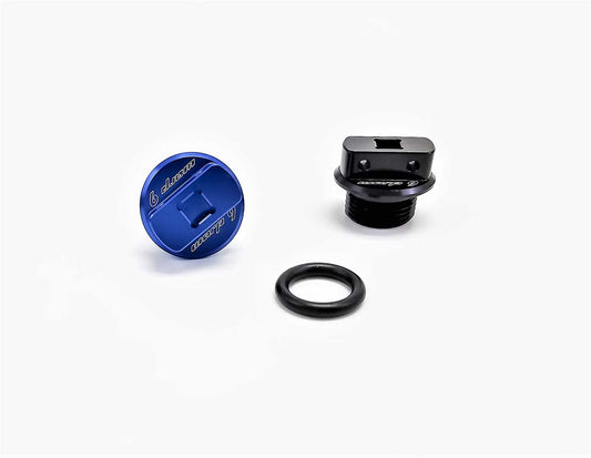 Warp9Racing oil filler cap with black finish, durable metal construction, and secure screw-on design for vehicle engine maintenance.
