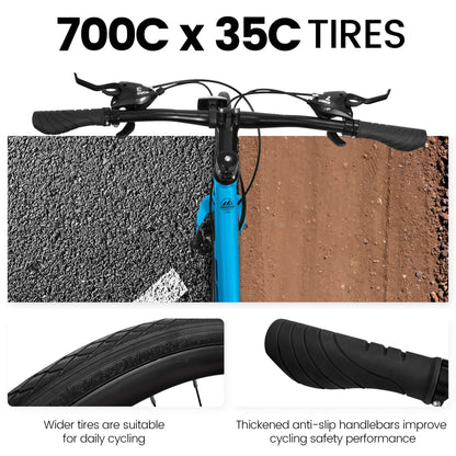 Hycline Ecarpat Velostride 700x35C bicycle tire with tread pattern, suitable for road and hybrid bikes.