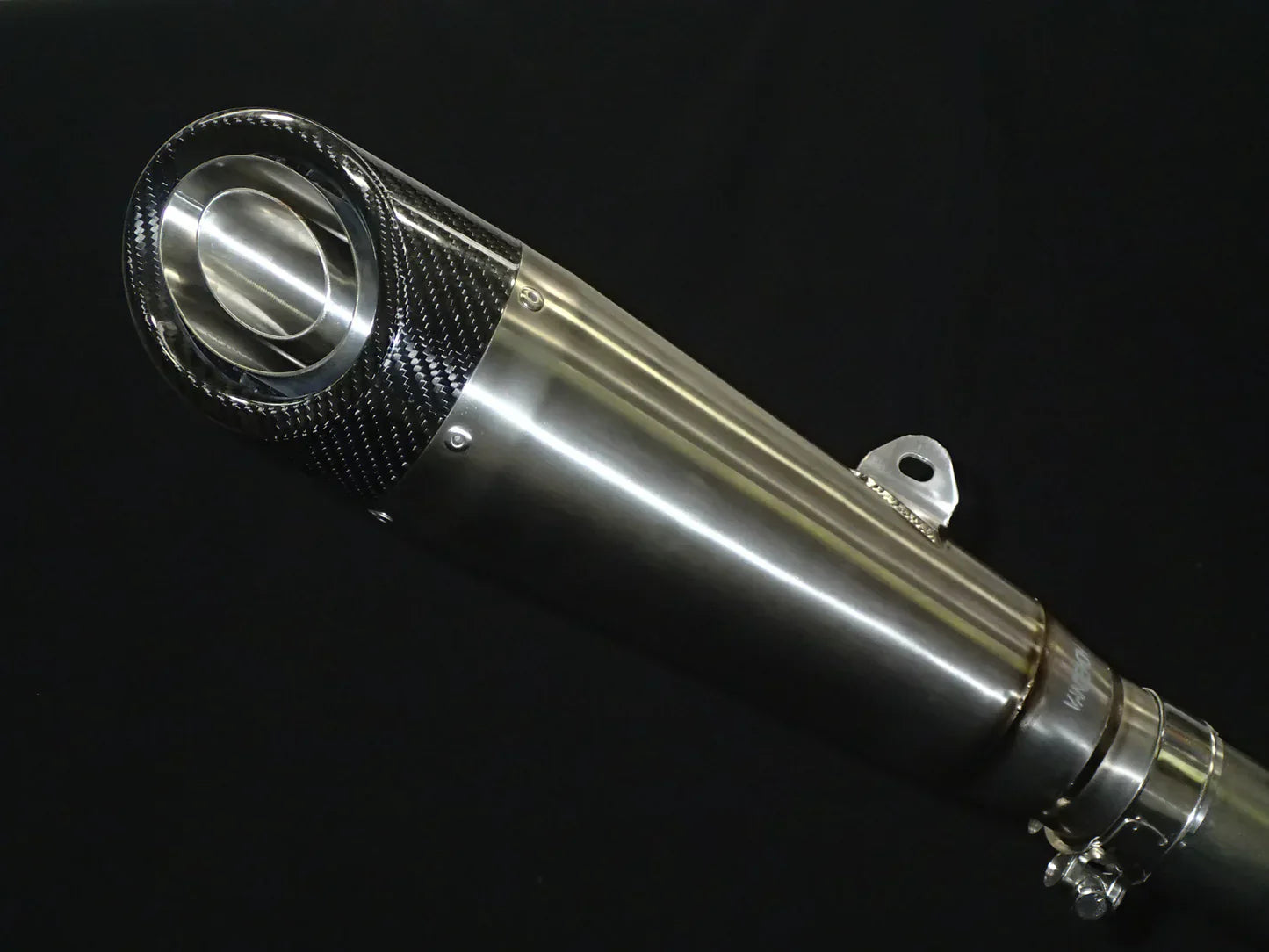 Vandemon titanium carbon tip slip-on exhaust for Kawasaki H2 SE SX 2018-24, installed on motorcycle with sleek design