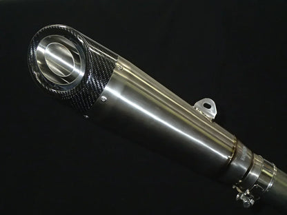 Vandemon titanium carbon tip slip-on exhaust for Kawasaki H2 SE SX 2018-24, installed on motorcycle with sleek design