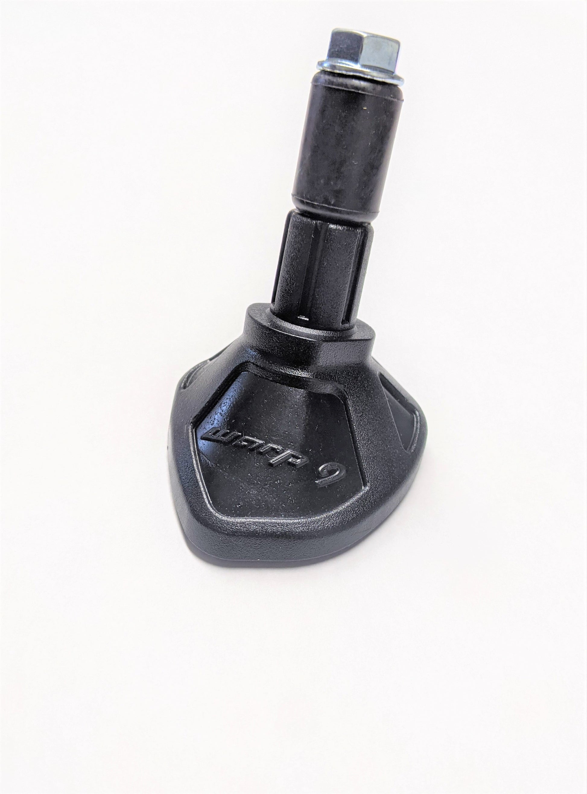 Warp9Racing kickstand footpad attached to motorcycle kickstand, providing stability and protection for the bike's kickstand.