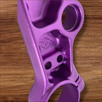 Electro & Co ETM RTR anodized triple clamps set in custom colors, featuring upper and lower replacement clamps for motorcycle.