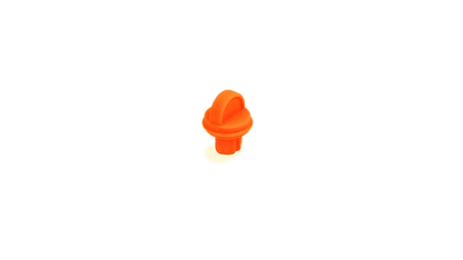 Onewheel Pint charger port plug in vibrant orange silicone dust cover for the Onewheel electric skateboard.