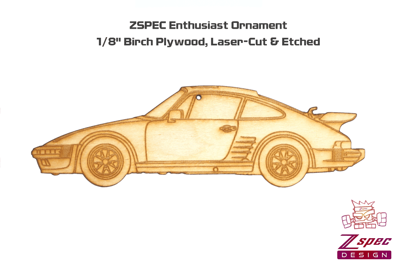 ZSPEC Laser-Engraved Birch Ornament, Style: Porsche 911 / 935, ~5-inch Wide - Howling Moto