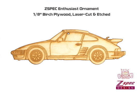 ZSPEC Laser-Engraved Birch Ornament, Style: Porsche 911 / 935, ~5-inch Wide - Howling Moto