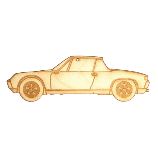 ZSPEC Laser-Engraved Birch Ornament, Style: Porsche 914, ~5-inch Wide - Howling Moto