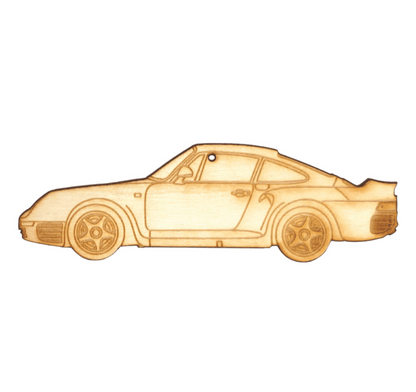 ZSPEC Laser-Engraved Birch Ornament, Style: Porsche 959, ~5-inch Wide - Howling Moto