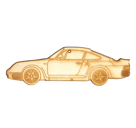 ZSPEC Laser-Engraved Birch Ornament, Style: Porsche 959, ~5-inch Wide - Howling Moto