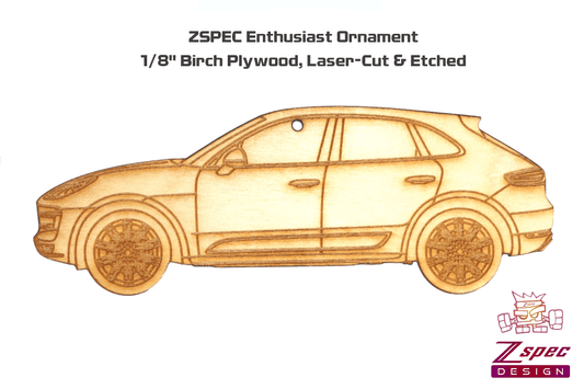 ZSPEC Laser-Engraved Birch Ornament, Style: Porsche Cayenne S, ~5-inch Wide - Howling Moto