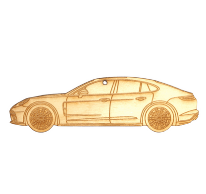 ZSPEC Laser-Engraved Birch Ornament, Style: Porsche Panamerica, ~5-inch Wide - Howling Moto