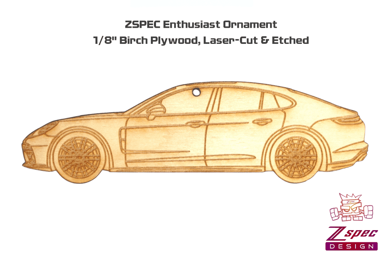 ZSPEC Laser-Engraved Birch Ornament, Style: Porsche Panamerica, ~5-inch Wide - Howling Moto