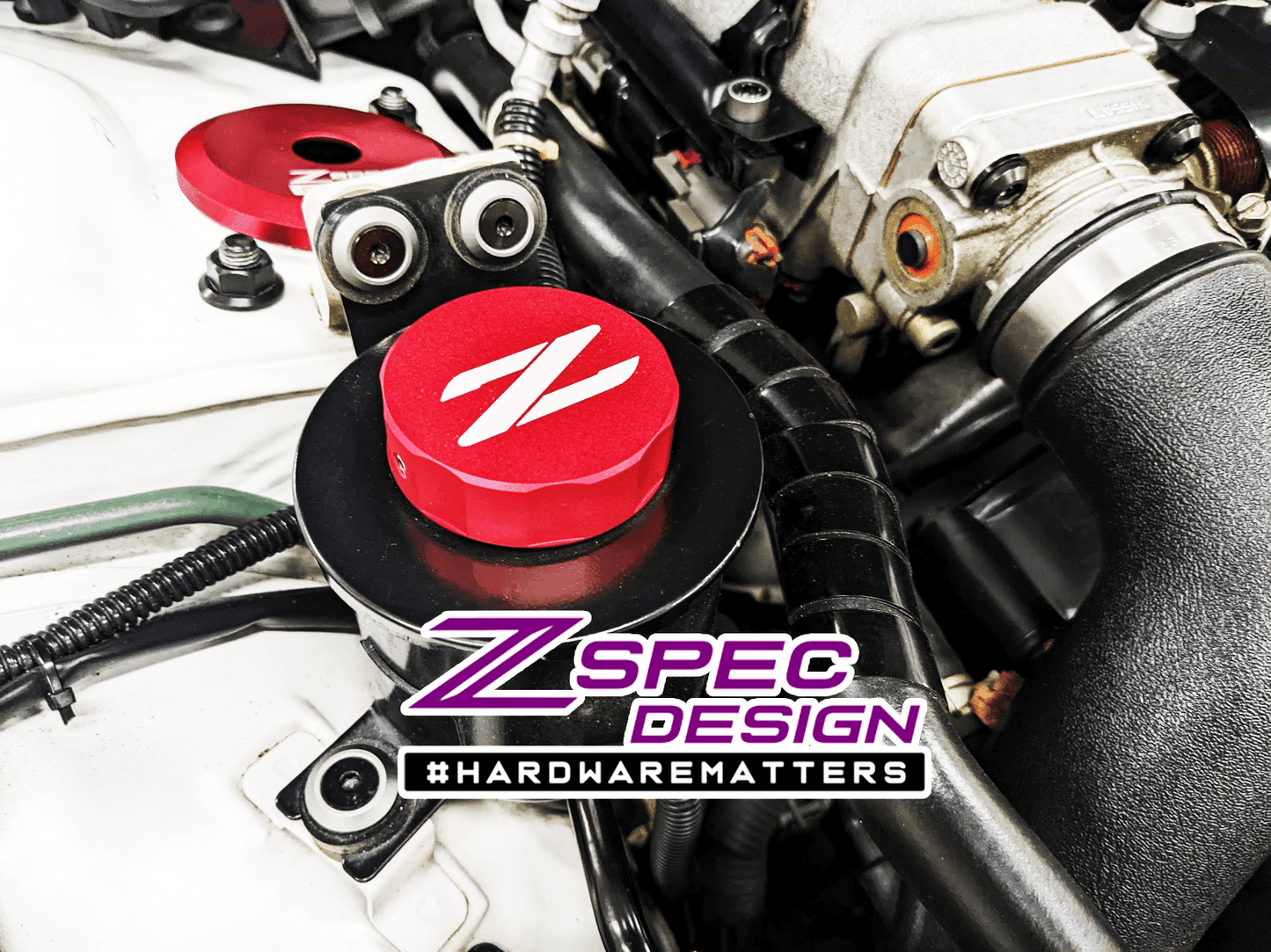 ZSPEC Reservoir Cap Cover Set (BMC, CMC, PS, CO) for Nissan Z32 300zx, Billet Aluminum - Howling Moto