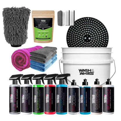 WASH&WHIPS Quick Detailing Pro Kit for Auto Detailing - 16-Piece Complete Car Care Set - Howling Moto
