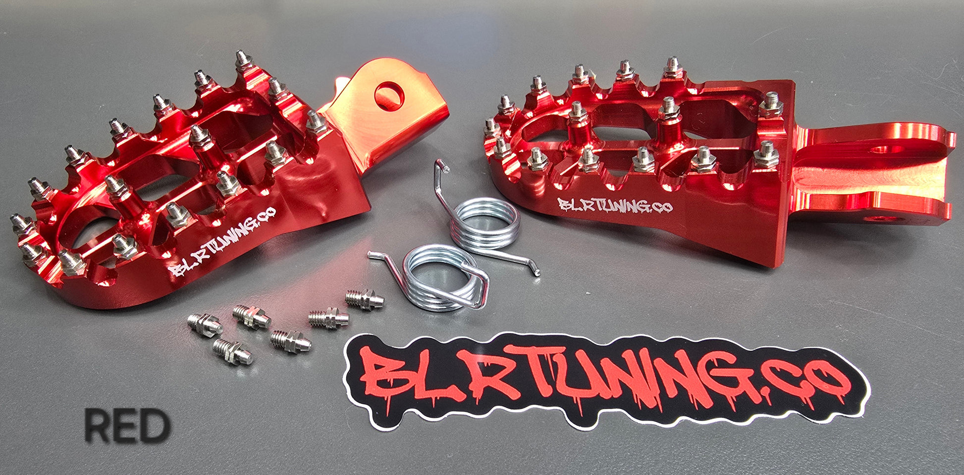 FOOT PEGS FOR RAWRR MANTIS X AND MANTIS X PRO BILLET ALUMINUM WITH STAINLESS STEEL TEETH BY BLR TUNING - Howling Moto