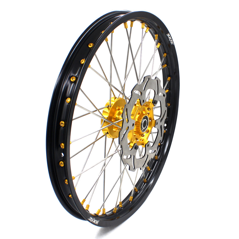 KKE 21 & 19 MX Dirt Bike Rims For SUZUKI RM125 2001-2007 RM250 2008 Gold Nipple - Howling Moto