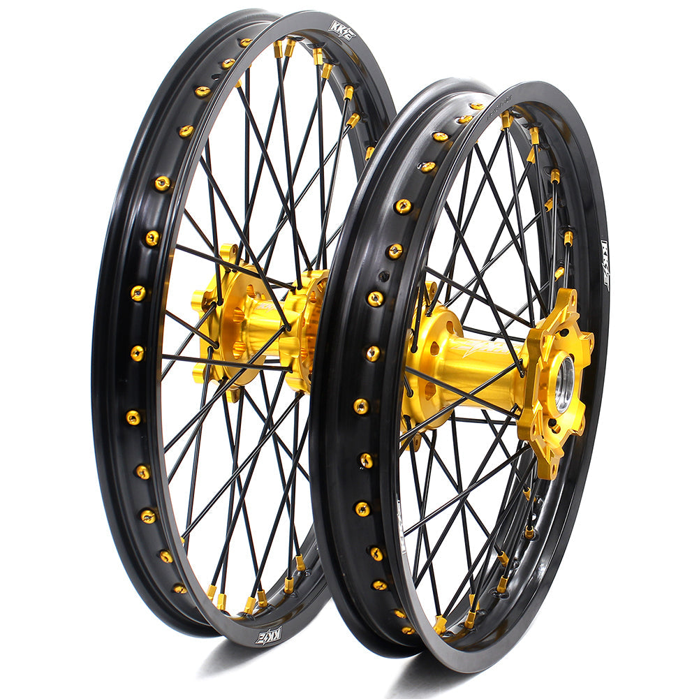 KKE 21 & 18 Enduro Wheels For SUZUKI RM125 RM250 1996-2000 Gold Black - Howling Moto