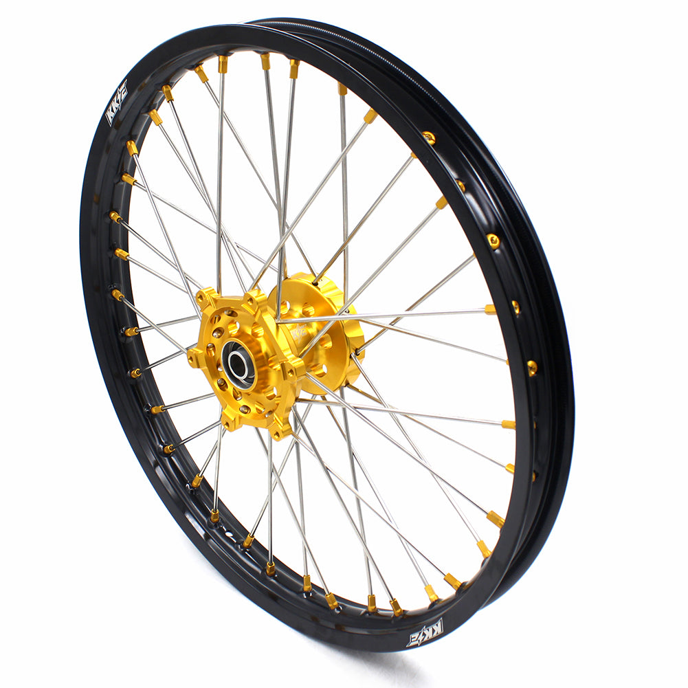 KKE 21 & 19 MX Dirt Bikes Rims For SUZUKI RM125 RM250 1996-2000 Gold Nipples - Howling Moto