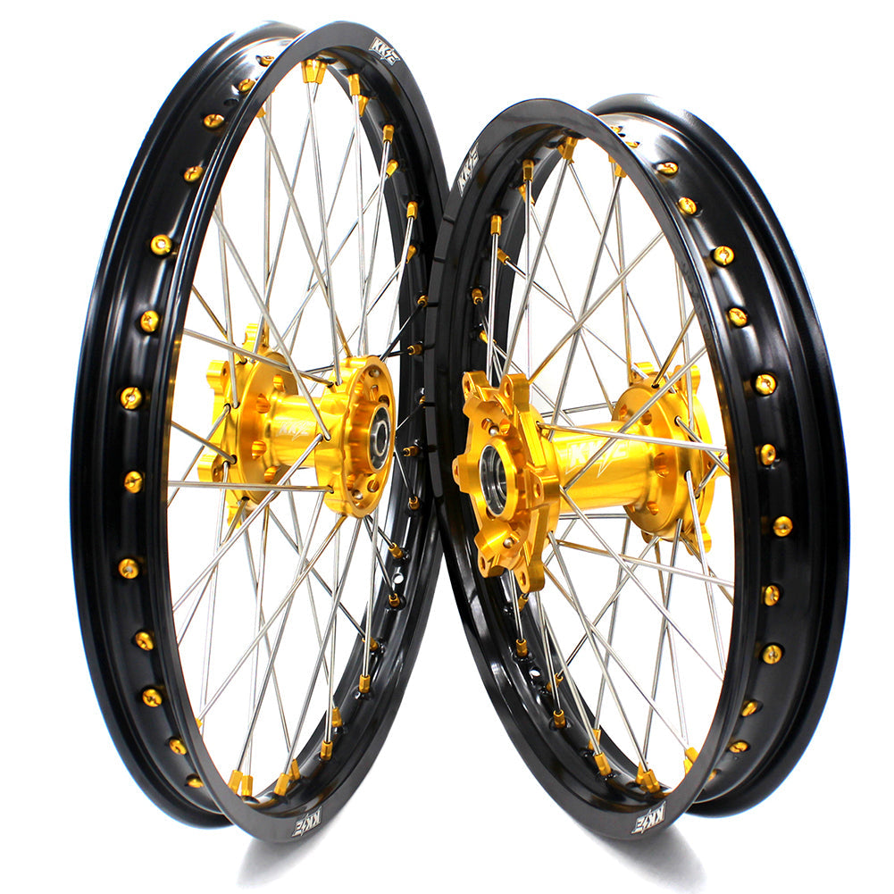 KKE 21 & 19 MX Dirt Bikes Rims For SUZUKI RM125 RM250 1996-2000 Gold Nipples - Howling Moto