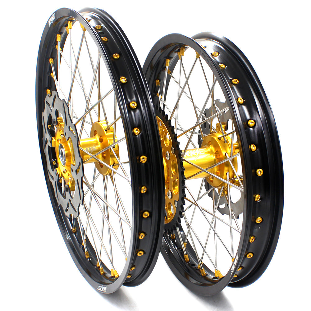 KKE 21 & 19 MX Dirt Bikes Rims For SUZUKI RM125 RM250 1996-2000 Gold Nipples - Howling Moto