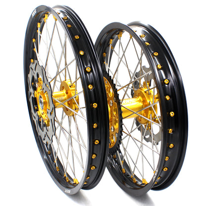 KKE 21 & 19 MX Dirt Bikes Rims For SUZUKI RM125 RM250 1996-2000 Gold Nipples - Howling Moto