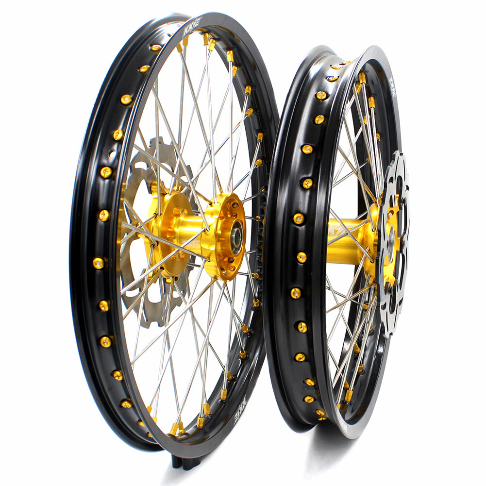 KKE 21 & 19 MX Dirt Bikes Rims For SUZUKI RM125 RM250 1996-2000 Gold Nipples - Howling Moto