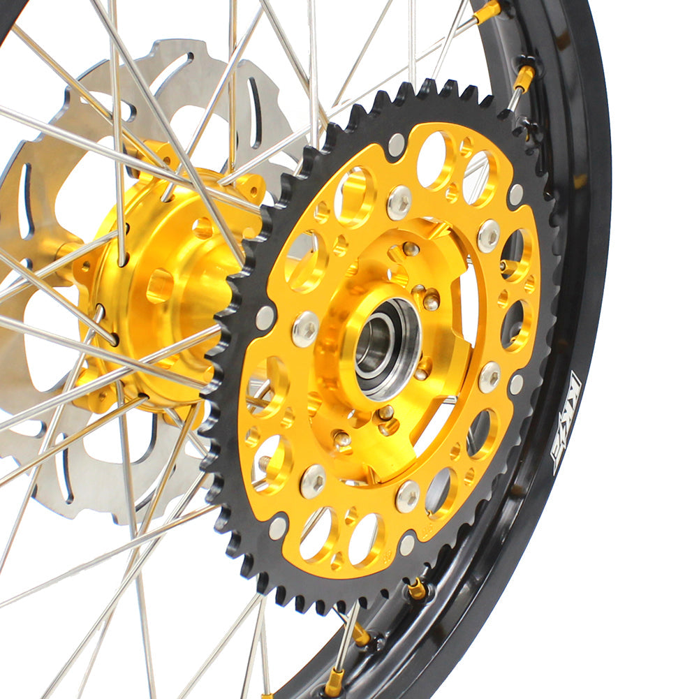 KKE 21 & 19 MX Dirt Bikes Rims For SUZUKI RM125 RM250 1996-2000 Gold Nipples - Howling Moto