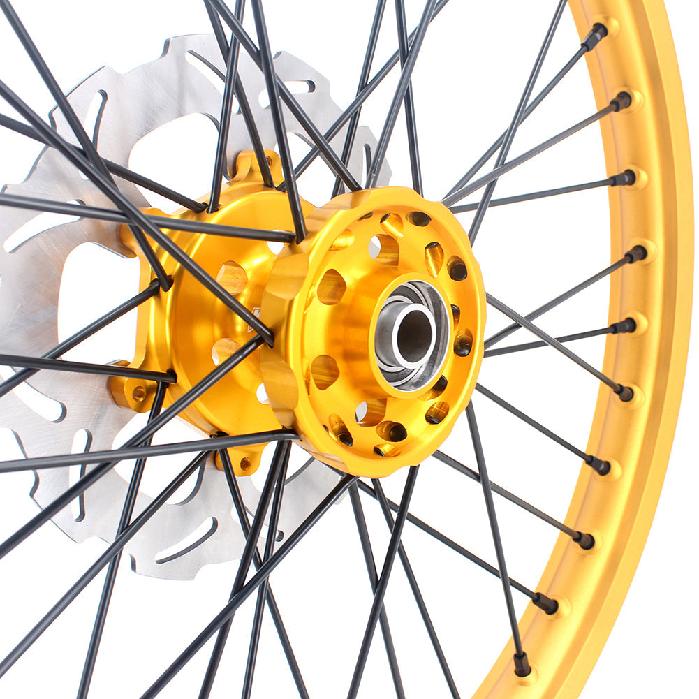 KKE 21 & 19 MX Gold Wheels for Suzuki RM125 RM250 1996-2000 Black Spoke - Howling Moto