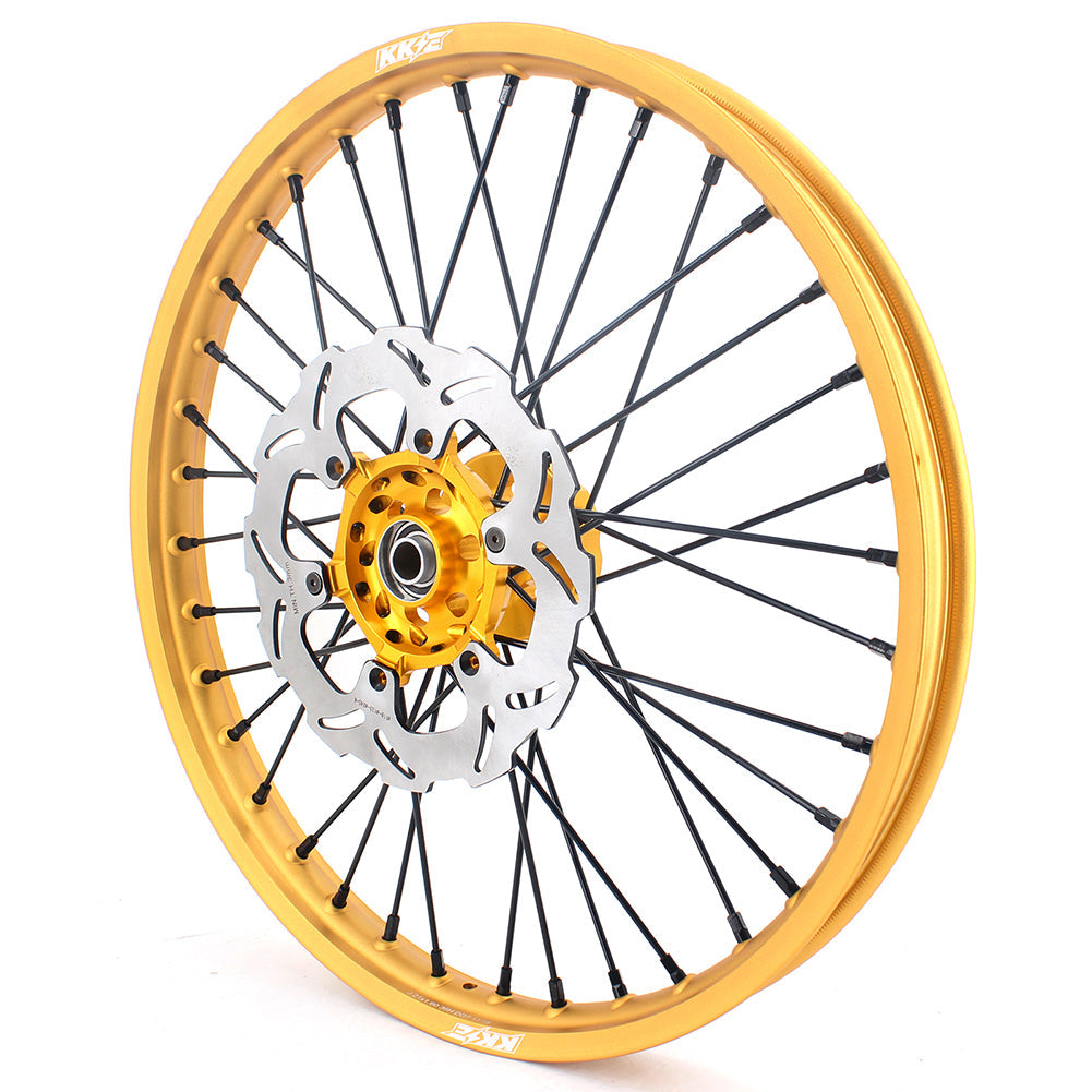 KKE 21 & 19 MX Gold Wheels for Suzuki RM125 RM250 1996-2000 Black Spoke - Howling Moto
