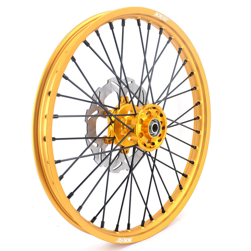 KKE 21 & 19 MX Gold Wheels for Suzuki RM125 RM250 1996-2000 Black Spoke - Howling Moto