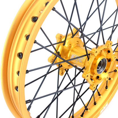 KKE 21 & 19 MX Gold Wheels for Suzuki RM125 RM250 1996-2000 Black Spoke - Howling Moto