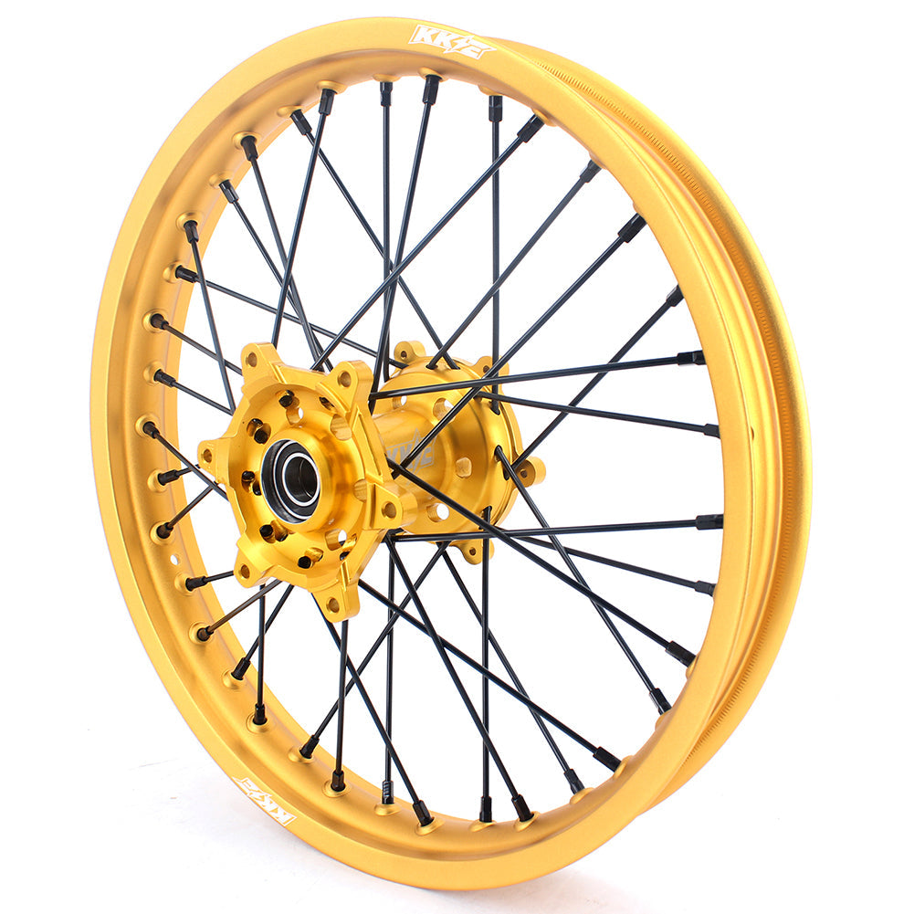 KKE 21 & 19 MX Gold Wheels for Suzuki RM125 RM250 1996-2000 Black Spoke - Howling Moto