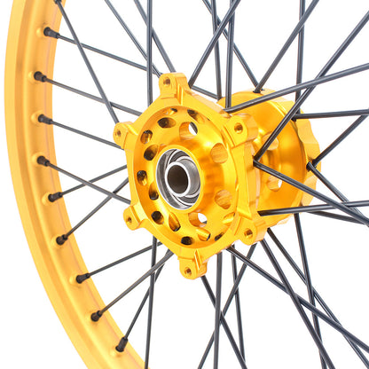 KKE 21 & 19 MX Gold Wheels for Suzuki RM125 RM250 1996-2000 Black Spoke - Howling Moto