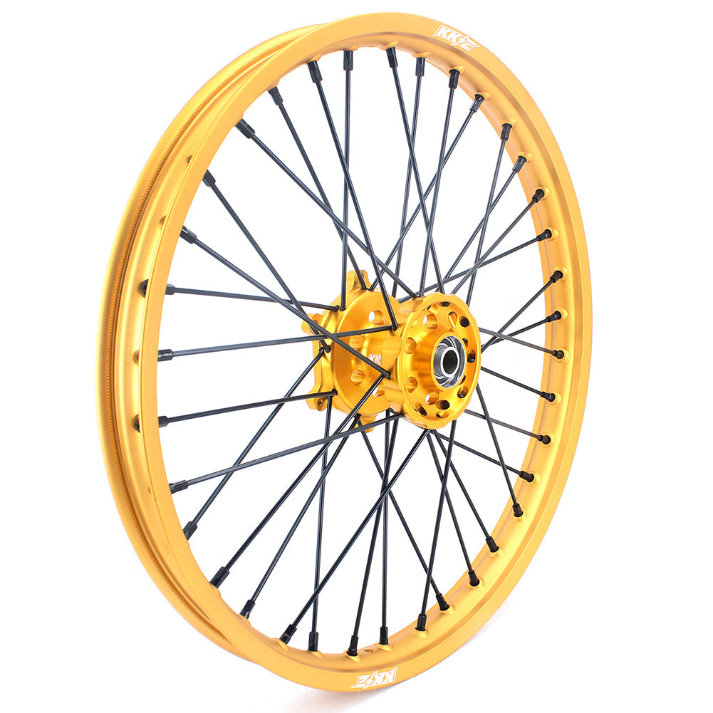 KKE 21 & 19 MX Gold Wheels for Suzuki RM125 RM250 1996-2000 Black Spoke - Howling Moto