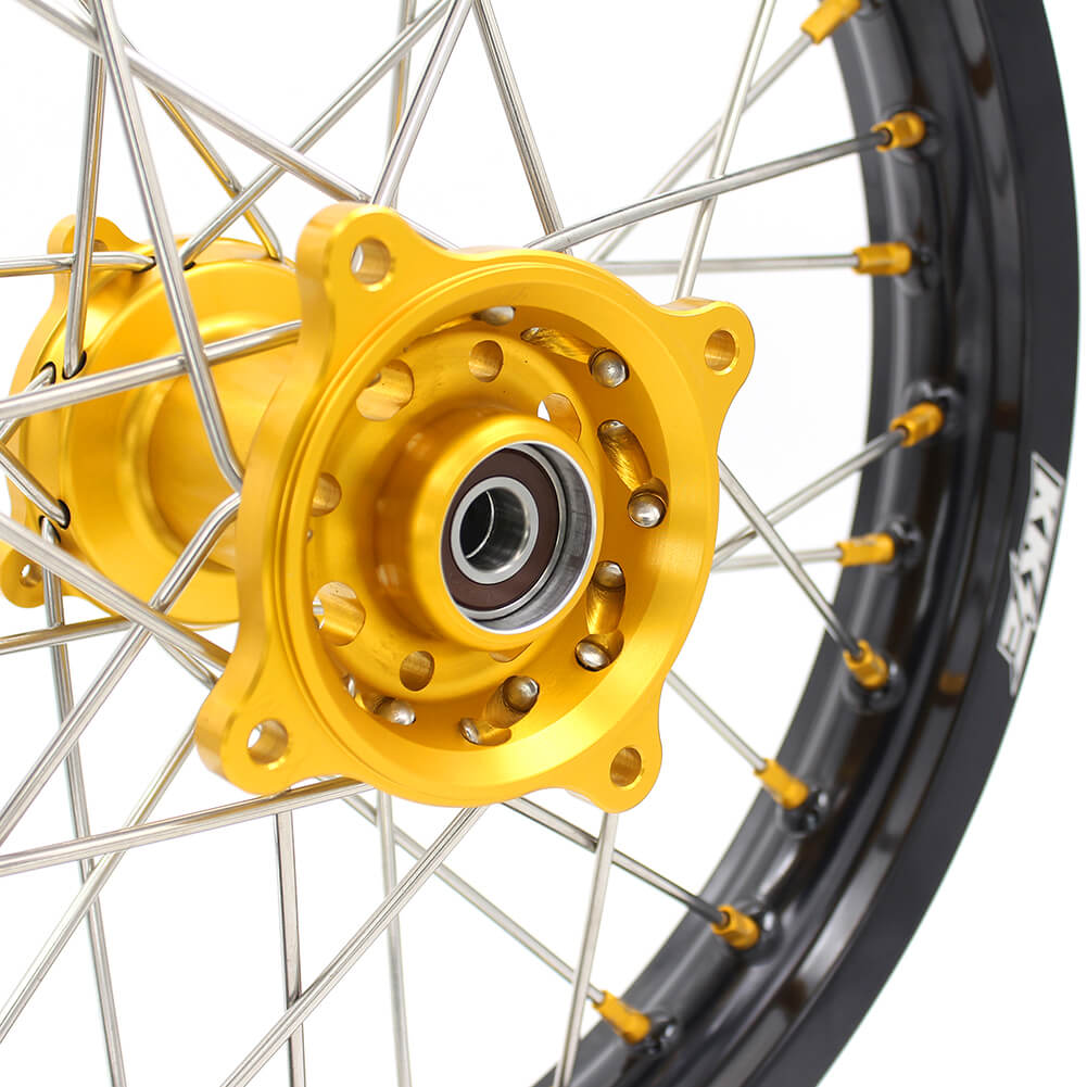 KKE 17/14 RM80 1993-2001 RM85 2002-2023 For SUZUKI Kid's Small Wheels Rims Gold Nipples - Howling Moto