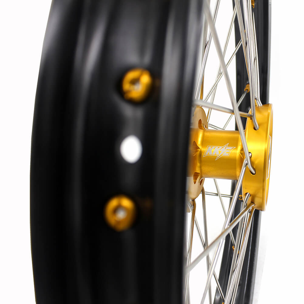 KKE 17/14 RM80 1993-2001 RM85 2002-2023 For SUZUKI Kid's Small Wheels Rims Gold Nipples - Howling Moto