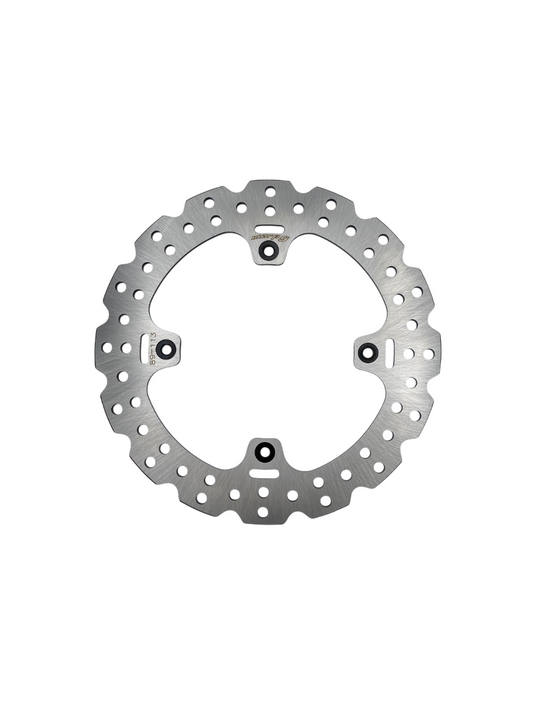 Honda 240mm rear fixed rotor by Warp9Racing, showing the metal rotor with detailed surface texture and mounting holes.
