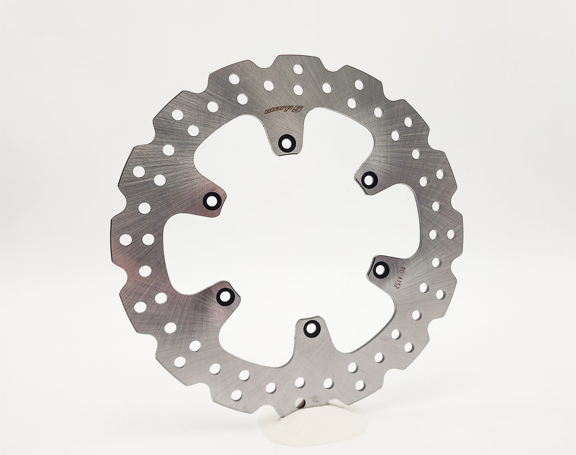 KTM 690 rear fixed rotor by Warp9Racing, 240mm diameter, metallic finish with mounting holes, designed for motorcycle braking system.