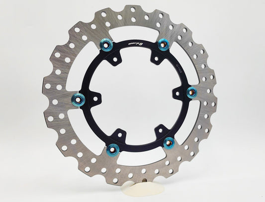 Warp9Racing KTM 950/990 300mm front floating brake rotor, high-performance motorcycle brake disc with vented design.
