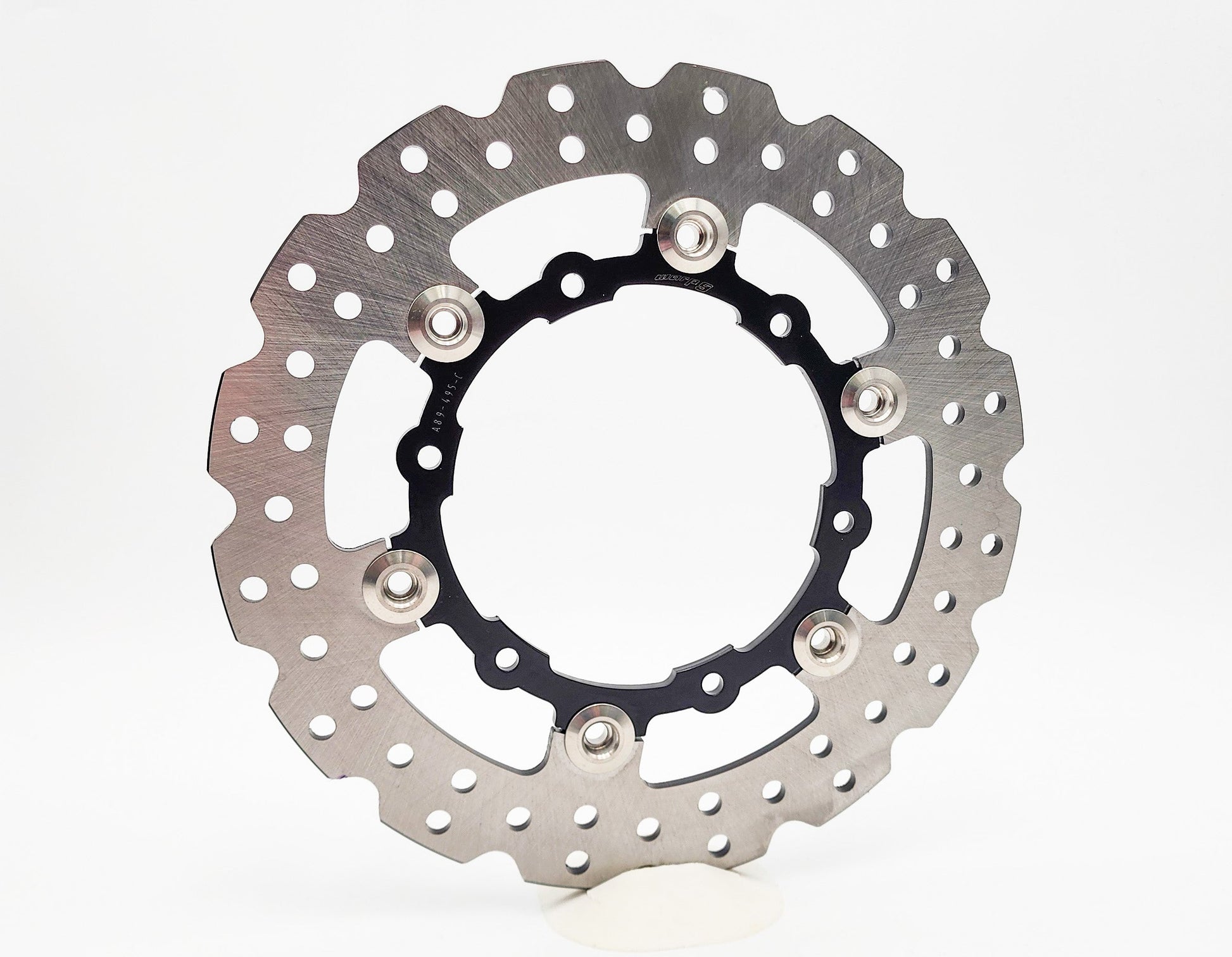 KTM 950/990 rear brake rotor 240mm by Warp9Racing, showing the metal disc with mounting holes and vented design.