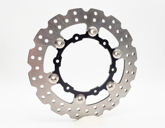 KTM 950/990 rear brake rotor 240mm by Warp9Racing, showing the metal disc with mounting holes and vented design.