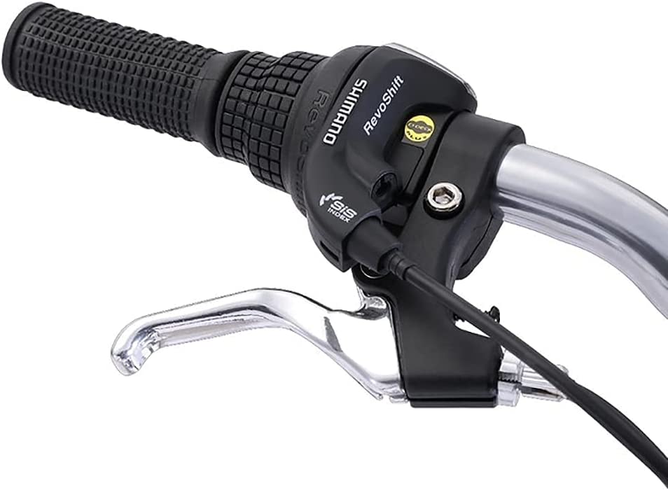Shimano 7-speed RevoShift SL-RS35 twist grip shifter for bicycles, black handle with gear indicator and ergonomic design