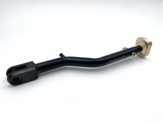 Adjustable Warp 9 E-Moto kickstand for Surron and Talaria electric bikes, featuring durable construction and easy height adjustment.