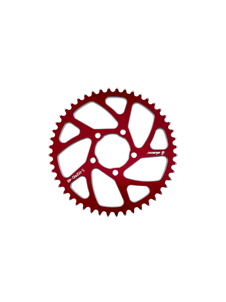 Warp 9 Racing E-Moto rear sprocket made of aluminum and stainless steel with 48 teeth, compatible with Surron and Talaria electric bikes.